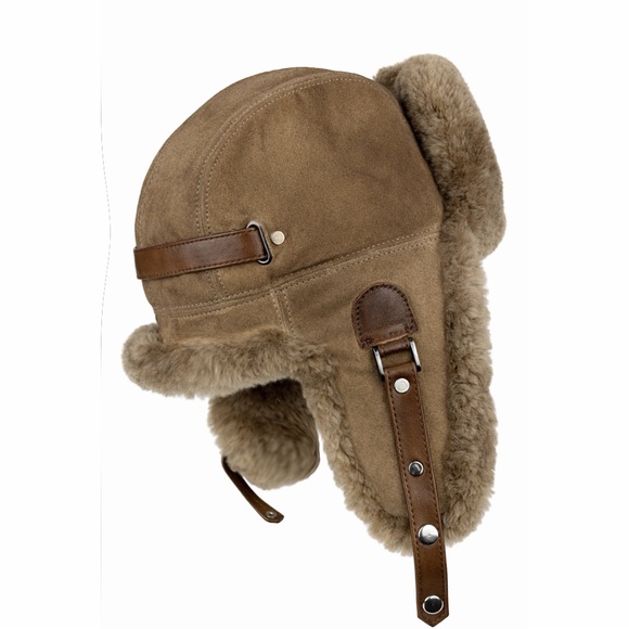 Shearling Sheepskin Leather Trapper Hat AviatorWinter HatUshanka